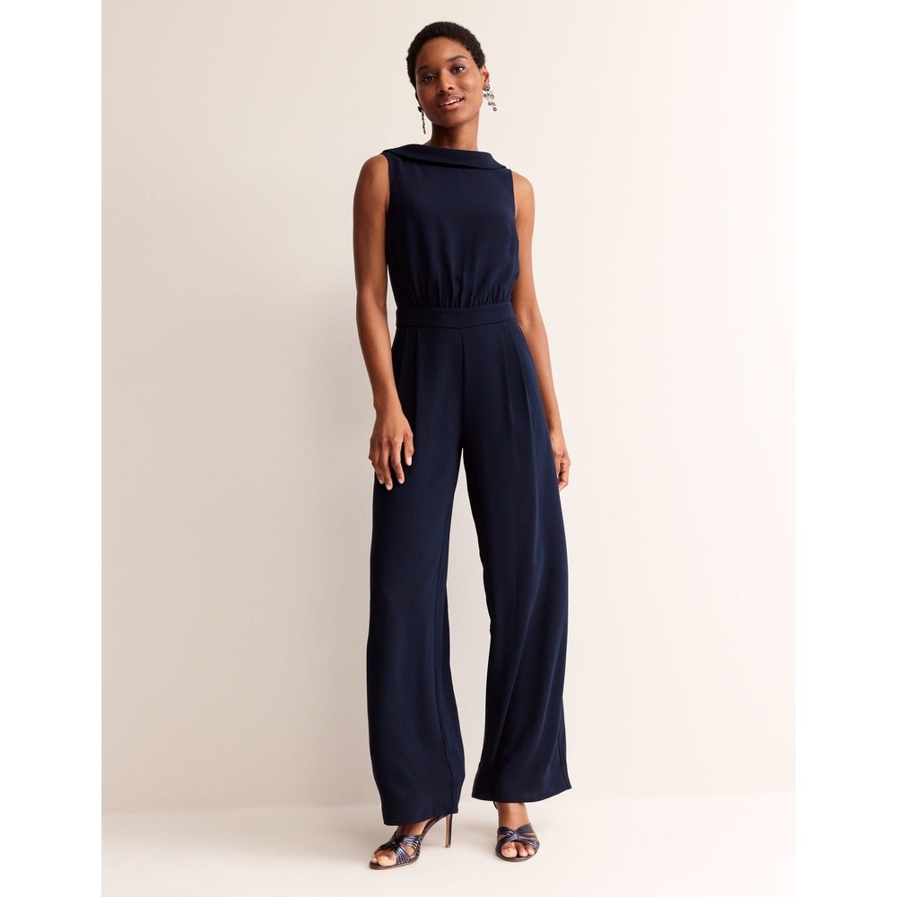 Boden Clarissa Sleeveless Jumpsuit Navy Women's 12R